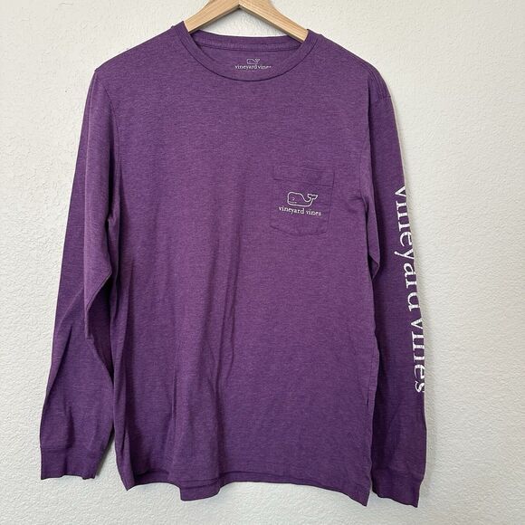 Vineyard Vines Slub Vintage Whale Tee Long Sleeve Purple Men’s Medium - Picture 1 of 7